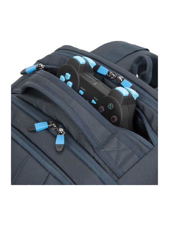 Rivacase Borneo Gaming Backpack Αδιάβροχη Τσάντα για Laptop 17.3" με Θύρα USB Dark Blue