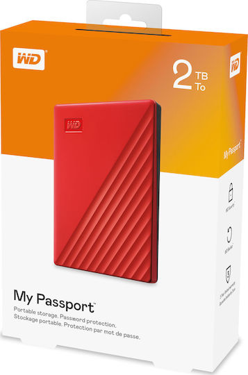 Western Digital My Passport (2019) USB 3.2 Външен HDD 2000ГБ 2.5" Червен