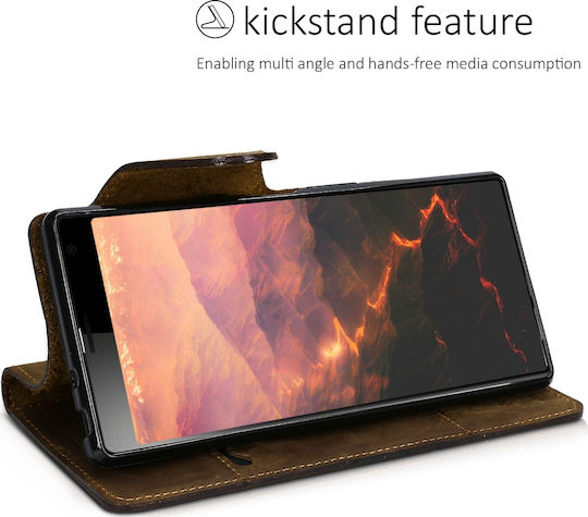 KWmobile Kalibri Suede Compass Buchen Sie Leder Braun (Xperia 10 Plus)