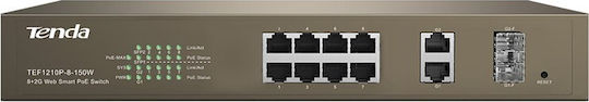 Tenda TEF1210P-8-150W Managed L2 PoE++ Switch with 8 Ethernet Ports and 2 SFP Ports