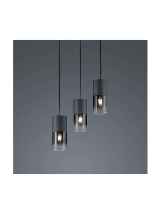 Trio Lighting Robin Μοντέρνο Κρεμαστό Φωτιστικό Τρίφωτο με Ντουί E27 σε Μαύρο Χρώμα