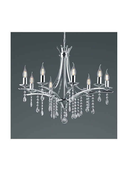 Trio Lighting Lucerna Kronleuchter 8xE14 Ø6cm mit Kerzen Silber 101600806