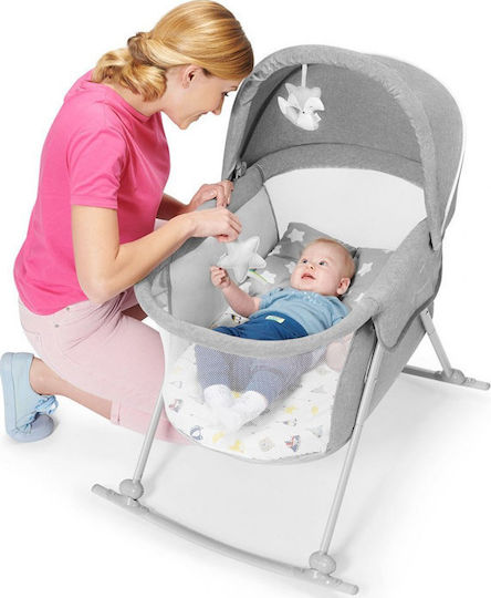 Kinderkraft Cradle Lovi with Mattress and Wheels Grey