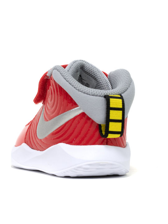 Hustle Team Hustle D 9 Auto TD Kids Sports Shoes Basketball with Hoop & Loop Closure University Red / Metallic Silver