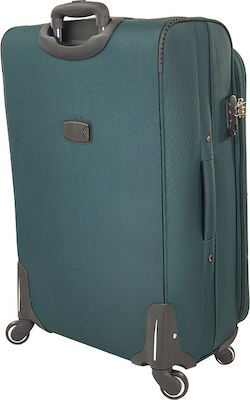 Playbags FW877 Large Travel Suitcase Fabric Green with 4 Wheels Height 78cm