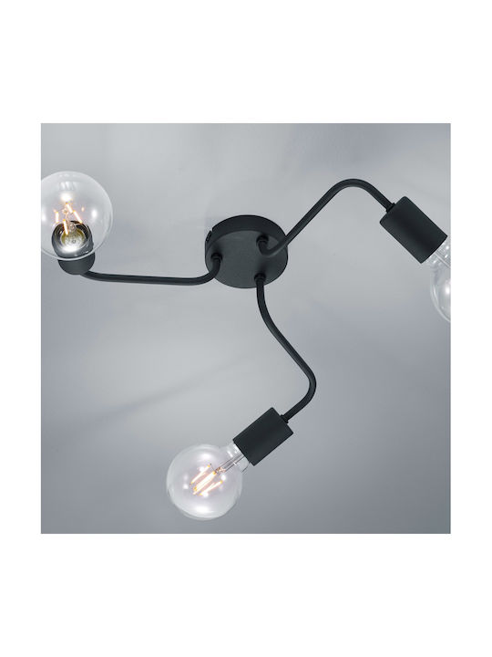 Trio Lighting Diallo Vintage Metall Deckenleuchte mit Fassung E27 47Stück Schwarz