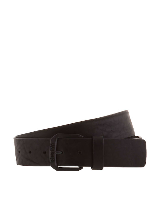 Wide Men's Belt Leather Black