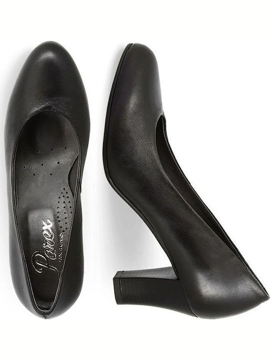 Leder Pumps mit Chunky mittelhohem Absatz Schwarz