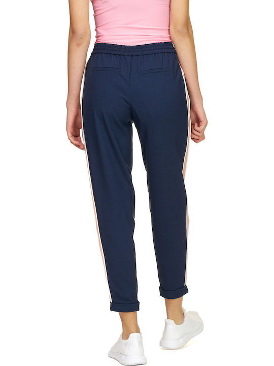 Only Women's Fabric Trousers with Elastic Striped Navy Blue