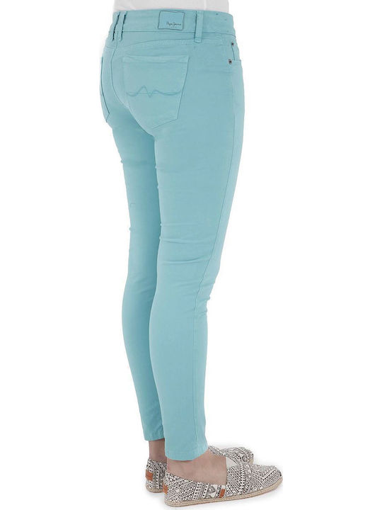 Soho Women's Fabric Trousers Slim Fit Turquoise