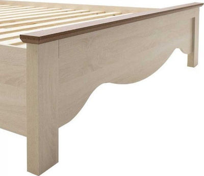 Loran Bett Überdoppelbett Light Οak-Καρυδί mit Tische für Matratze 160x200cm