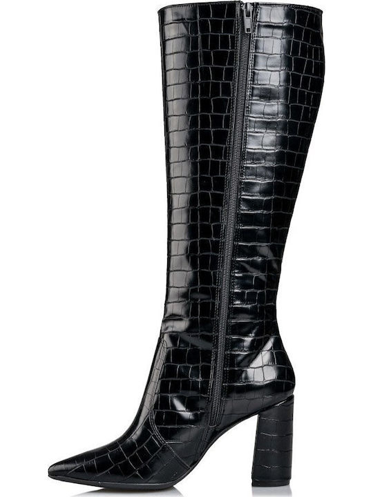 Damenstiefel aus Lackleder mit hohem Absatz Schwarz