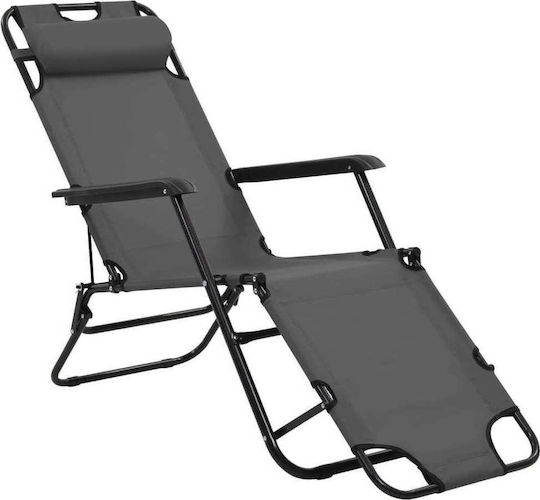 vidaXL Lounger-Armchair Beach with Recline 2 Slots Gray 138x61x89cm Set of 2pcs