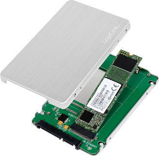 LogiLink Carcasă pentru unitate de hard disk 2.5" / M.2 SATA III cu conexiune SATA în culoarea Argintiu