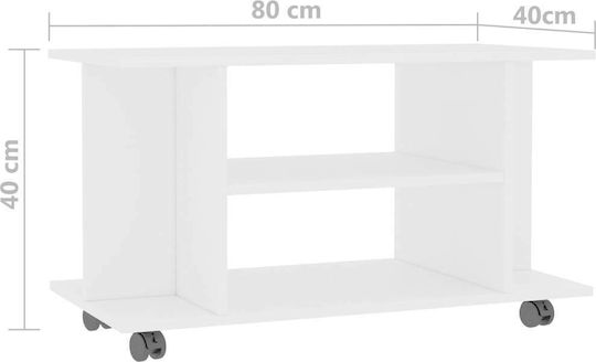 Έπιπλο Τηλεόρασης με Ρόδες Λευκό Μ80xΠ40xΥ40cm