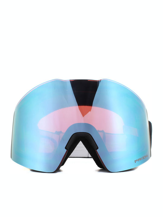 Oakley Fall Line Mască de Schi pentru Adulți Neagră cu Lentilă Oglindă Albastră