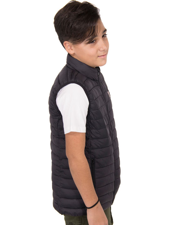Kids' Quilted Jacket Sleeveless Short Black