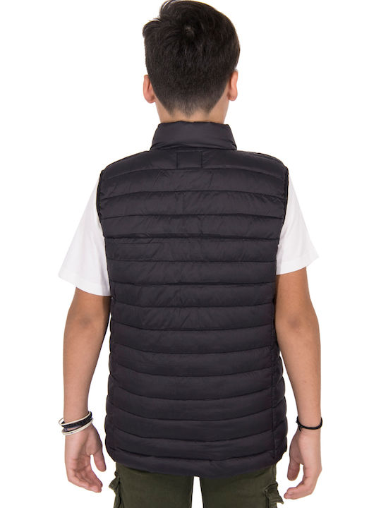 Kids' Quilted Jacket Sleeveless Short Black