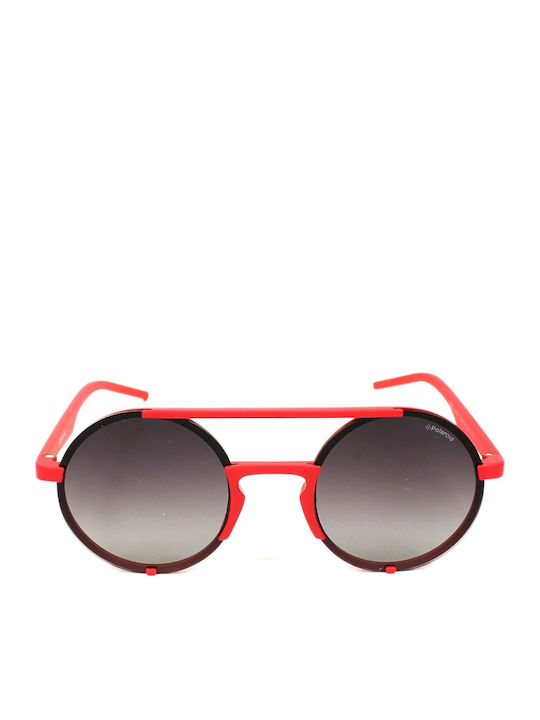 Polaroid Women's Sunglasses with Red Metal Frame and Gray Gradient Lens PLD6016/S ABA8W