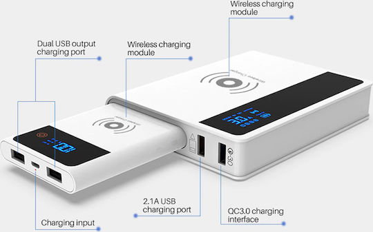 Crony YC-008 Power Bank 5000mAh with 2 USB-A Ports Quick Charge 3.0 White