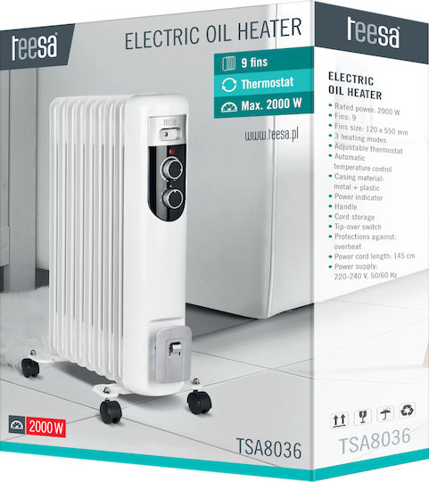 Teesa Öl-Heizkörper mit 9 Rippen 2000W
