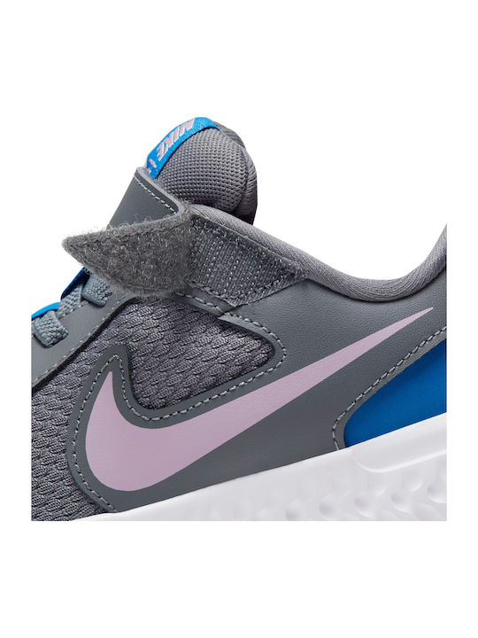 Revolution Revolution 5 PS Kids Sports Shoes Running with Hoop & Loop Closure Smoke Grey / Iced Lilac / White / Soar