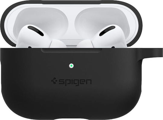 Spigen Silicone Fit with Carabiner Pro Silicone Case with Keychain Black for Apple AirPods Pro