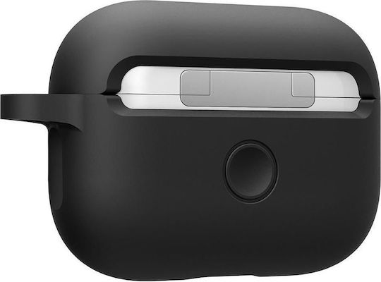 Spigen Silicone Fit with Carabiner Pro Silicone Case with Keychain Black for Apple AirPods Pro