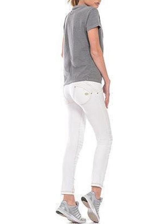 Wr.Up Shaping Effect Skinny Women's Fabric Capri Trousers Push Up in Regular Fit White
