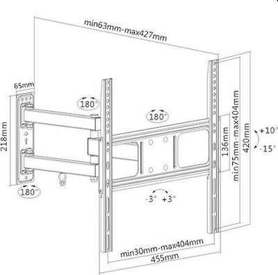 Cabletech UCH0204 DM-0204 Wall TV Mount with Arm up to 55" and 35kg