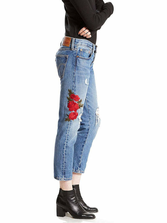 Levi's 501 Cropped Taper Women's Jean Trousers with Rips in Skinny Fit