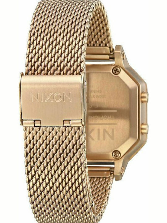 Nixon Τhe Siren Milanese Digital Ceas de Damă cronograf cu Auriu Brățară Metalică