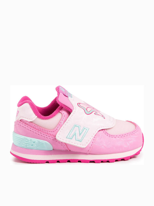 New Balance Kids Sneakers for Girls with Hoop & Loop Closure Pink