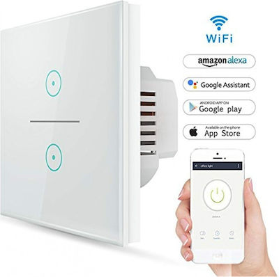 V-TAC Recessed Electrical Lighting Wall Switch Wi-Fi Connected with Frame Touch Button White