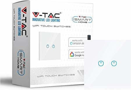 V-TAC Вграден Стенен тъч превключвател Осветление Двойна с рамка Бял