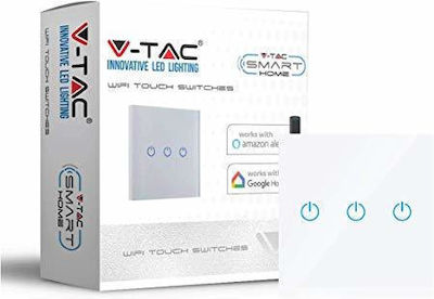 V-TAC Vertieft Wandlichtschalter Wi-Fi Dreifach Weiß