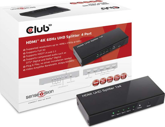 Club3D HDMI 2.0 UHD 4 Ports HDMI Splitter CSV-1380