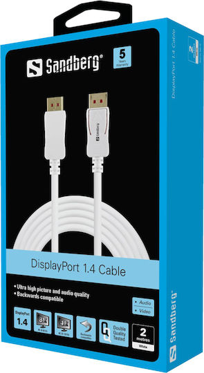 Sandberg Cable DisplayPort male - DisplayPort male 2m Λευκό (509-15)