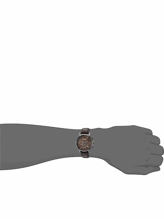 Kenneth Cole Ανδρικό Ρολόι 42.5mm Μπαταρίας με Καφέ Δερμάτινο Λουράκι