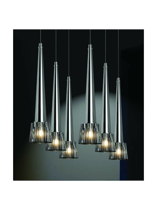 Home Lighting Logo MD101819-6B Μοντέρνο Κρεμαστό Φωτιστικό Πολύφωτο με Κρύσταλλα σε Ασημί Χρώμα