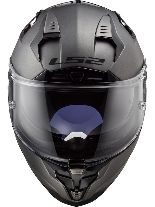 LS2 FF327 Challenger Solid Matt Titanium Motorradhelm Volles Gesicht ECE 22.05 1420gr 10327 10 07