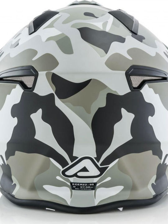Acerbis Aria Matt Camo Grey Motorcycle Helmet Jet 1050gr with Sunvisor