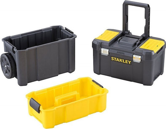 Stanley Wheeled Plastic Tool Carrier 3 Slot with Toolbox W47.5xD28.3xH63cm Essencial