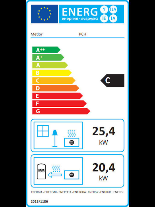 Metlor PCH Vitrus White Ενεργειακό Τζάκι Ξύλου Καλοριφέρ 25.4kW Ίσιο με Ανοιγόμενη Πόρτα