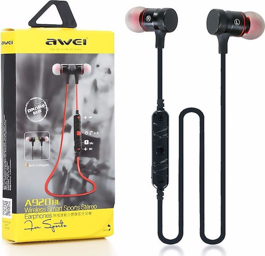 Awei A920BL In-ear Bluetooth Handsfree Ακουστικά με Αντοχή στον Ιδρώτα Μαύρα