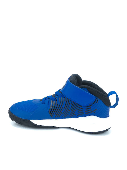 Hustle Team Hustle Kids Sports Shoes Basketball with Hoop & Loop Closure Game Royal / White / Black