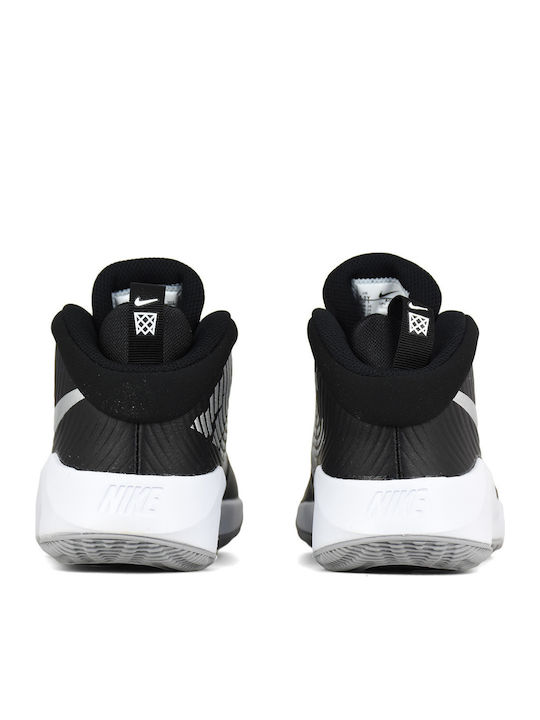 Hustle Hustle 9 Kids Sports Shoes Basketball with Laces Black / Metalic Silver