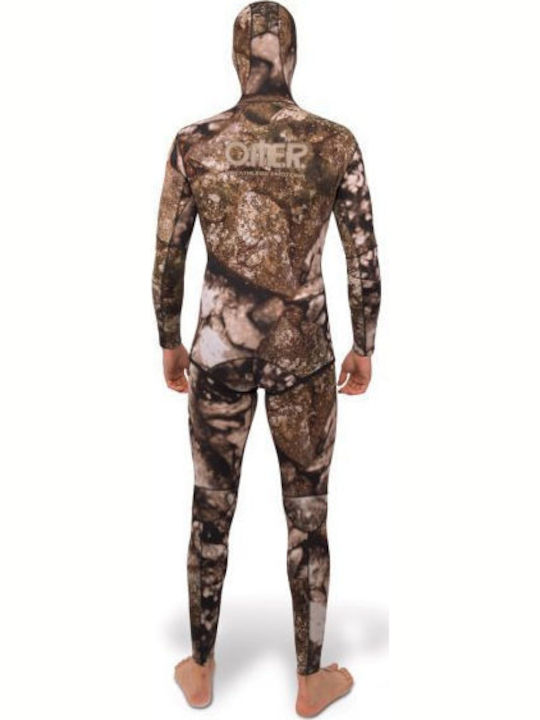 Omer Holo Stone Full Wetsuit Shaved with Chest Pad for Speargun Camouflage Brown 3mm