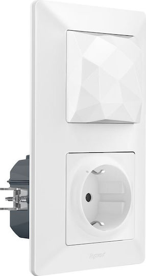 Legrand Valena Connected Starter Pack Μονή Χωνευτή Πρίζα Ρεύματος Wi-Fi Αυτόματων Ακροδεκτών με Διακόπτη Λευκή