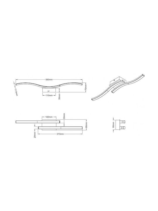 Trio Lighting Route Πλαφονιέρα Οροφής 56εκ. Ασημί με Ενσωματωμένο LED